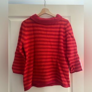 Hobbs London Red & Orange Striped Sweater Size Large